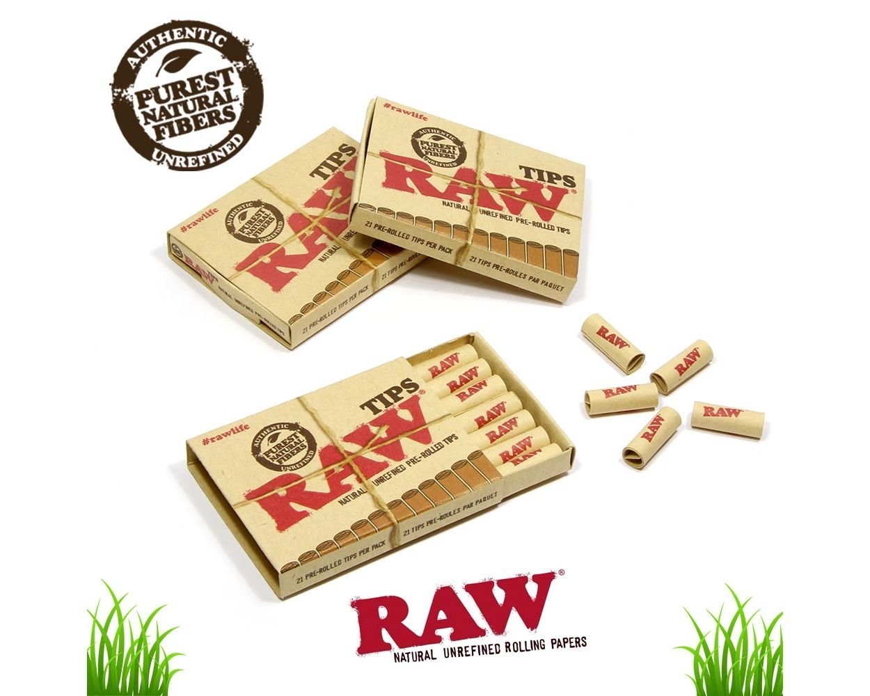RAW | Natural Pre-Rolled Filter Tips | Bundle of 3